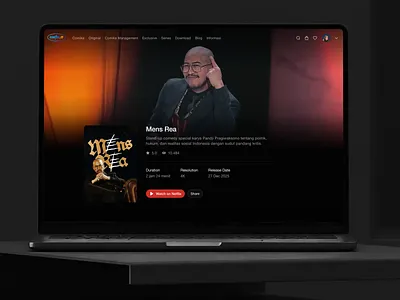 Comika — Comedy Streaming Detail Page Experience comedy platform content detail page digital marketing editorial layout entertainment website interaction design landing page design media website product design review streaming platform testimonial ui design ux design video on demand website