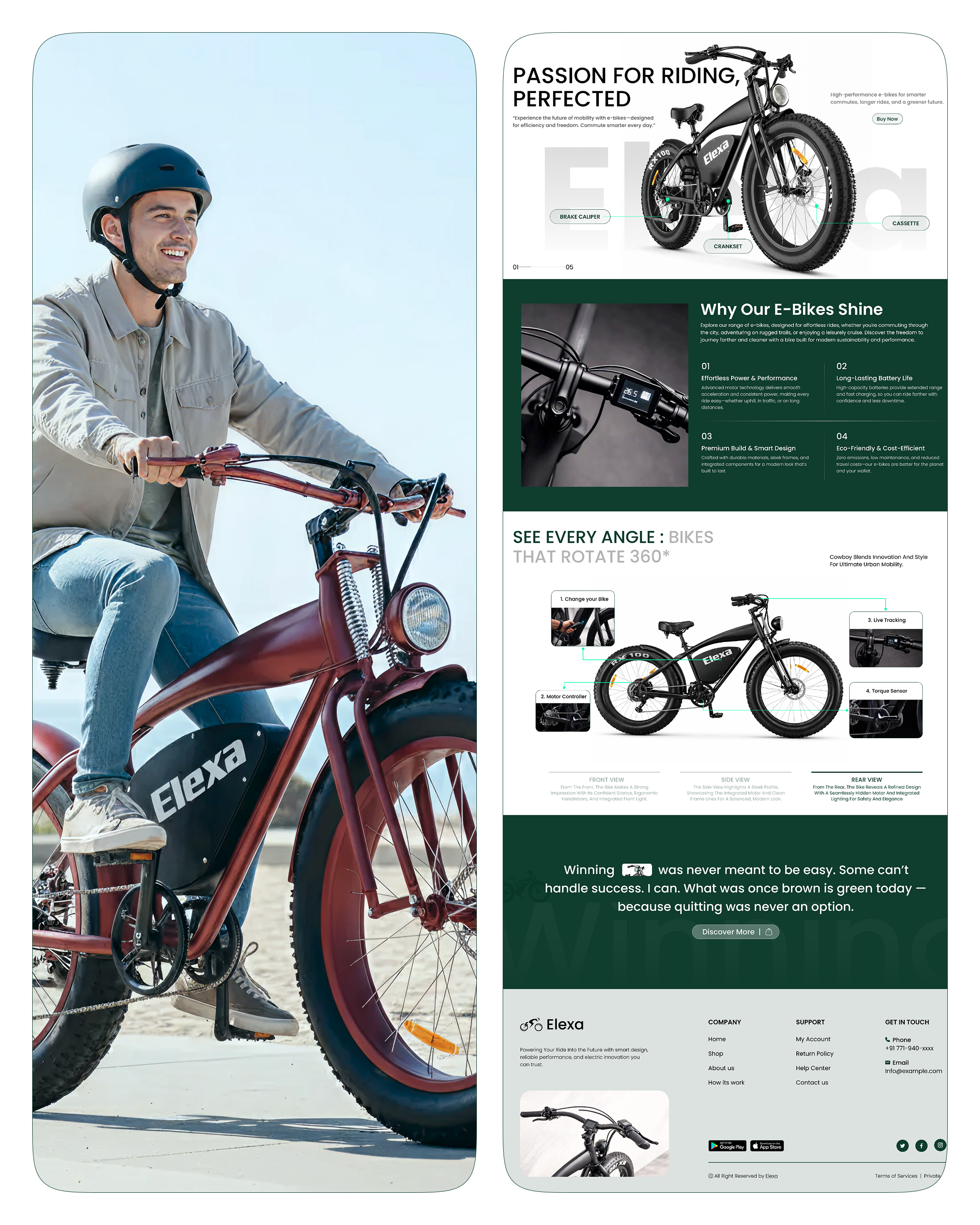 Elexa —High-Performance Digital Experience for Electric Mobility bike website brand design design system digital experience ecommerce ui electric bike high end web interaction concept landing page lifestyle design marketing website minimalism premium ui responsive design ui user experience visual design web design website concept