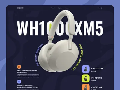 Sony 1000XM5 Landing Page Header creativedesign designinspiration designthinking designtools headphone interactiondesign sony typography uianimation uicomponents uidesign uielements uiinspiration uipatterns userinterface uxdesign visualdesign webdesign wireframes xm5