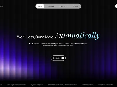 AI Automation Landing Page Hero section | Taskifyr.AI ai ai agents artificial intelligence dark glass glassmorph gradient hero hero image hero section homepage landing landing page landingpage web web design webdesign website
