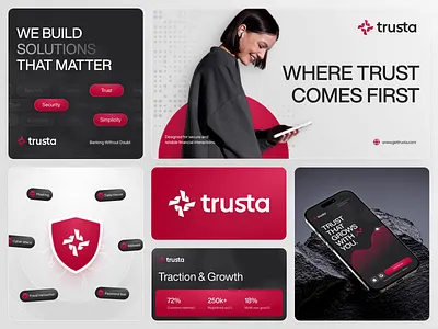 Trusta — Fintech Logo & Branding animate b2b brand brand identity branding clean dipa inhouse fintech fintech branding logo logo design logo type micro interaction minimal modern branding motion branding saas saas design startup startup branding