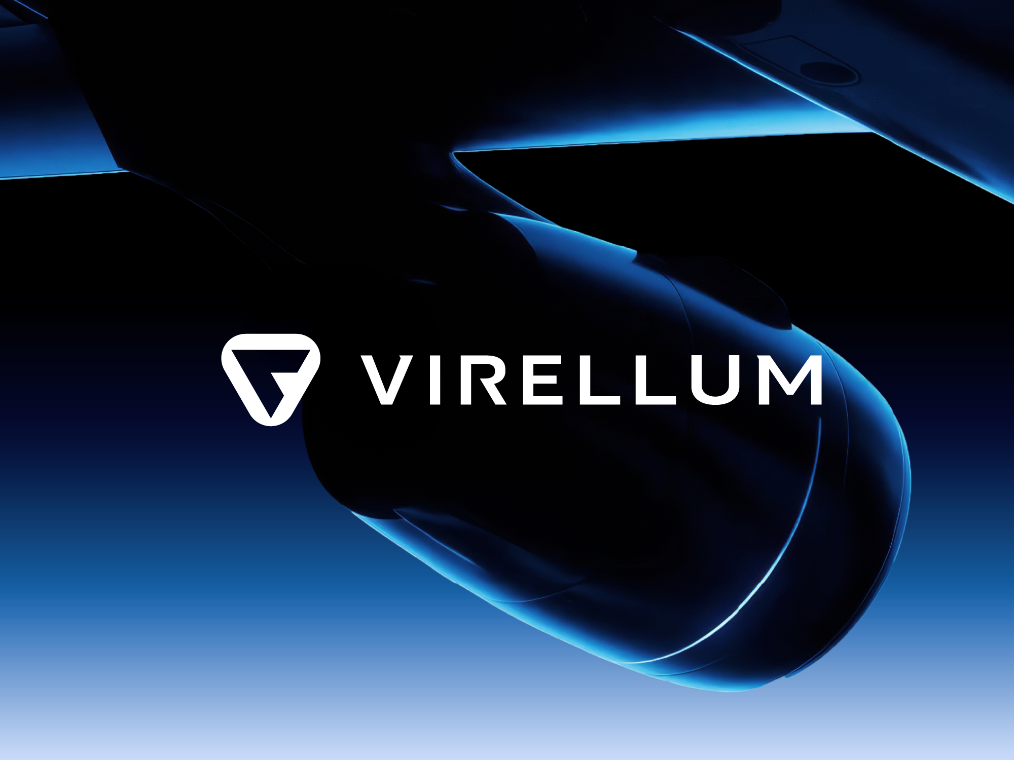 Virellum — Advanced Aerospace Systems aerodynamic aerospace aircraft brand identity branding dynamic logo geometric logo gradient logo high tech lettermark logo logo design logomark logotype minimalist logo silicon valley tech logo v letter v logo