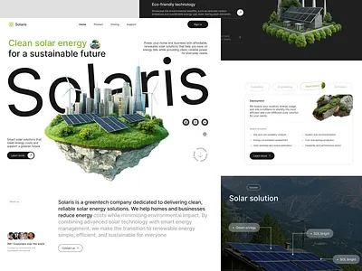 Greentech Landing page creative graphic design green greentech illustration landing page solaris ui uiux web website