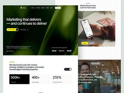 Marketing Agency Website UI – Chativ 3d animation branding design figma graphic design illustration logo motion graphics typography ui ux vector