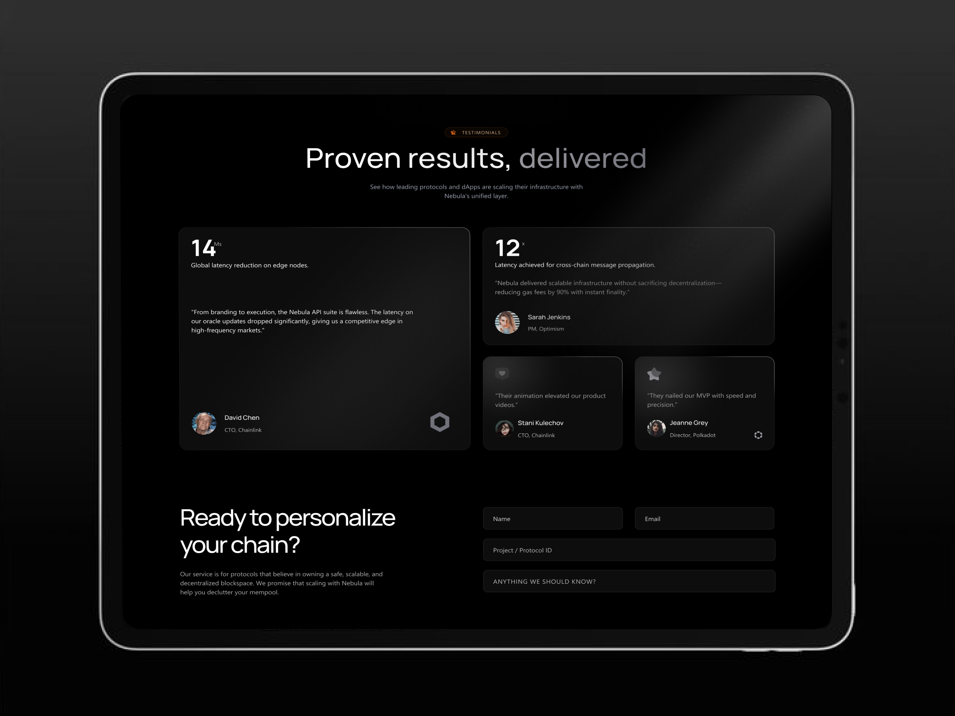 Example of Nebula — Smart Infrastructure Landing Page UI