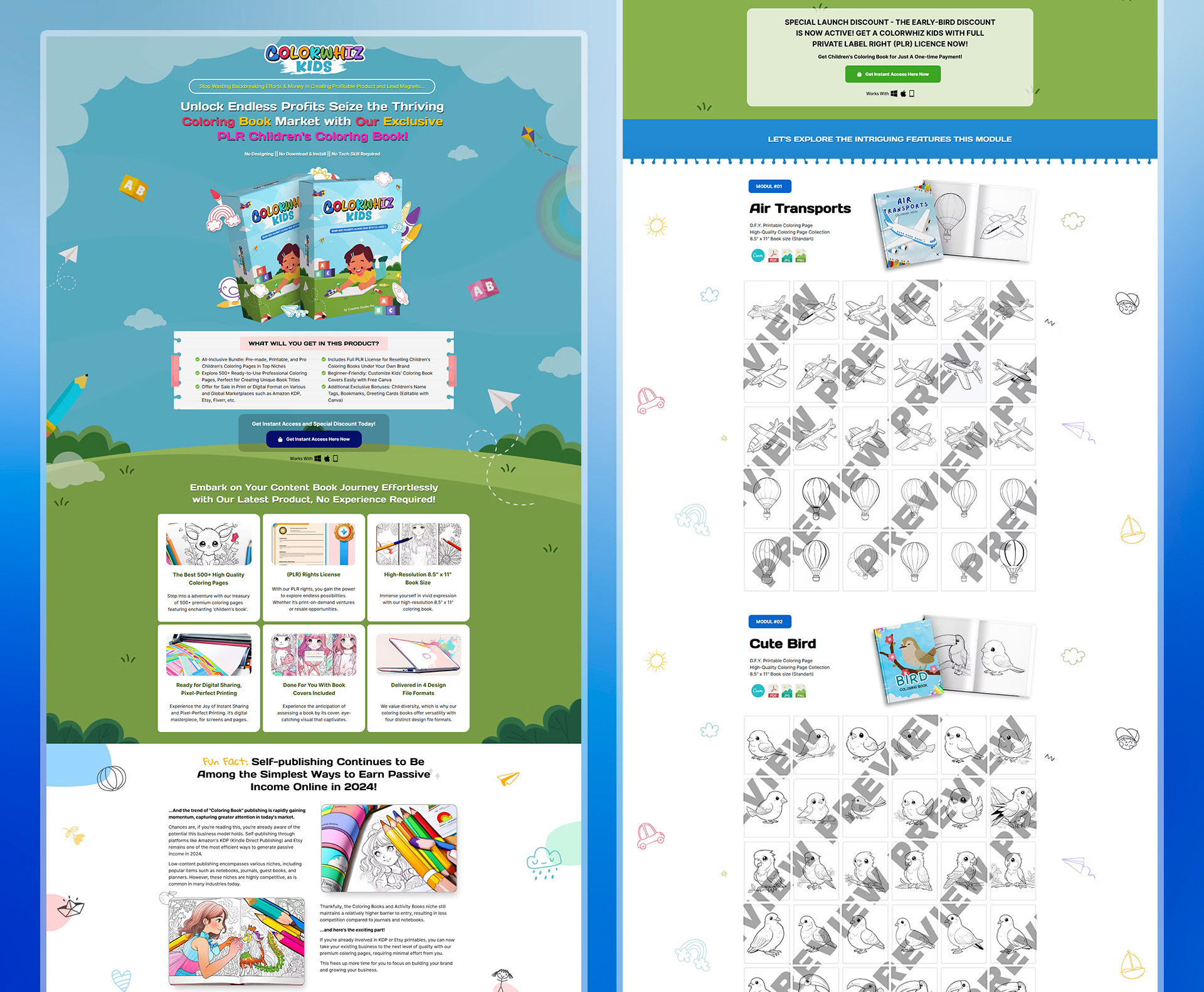 ColorWhiz Kids | Coloring Book Product Website branding coloring page design graphic design kids landing page sales page ui ux web design
