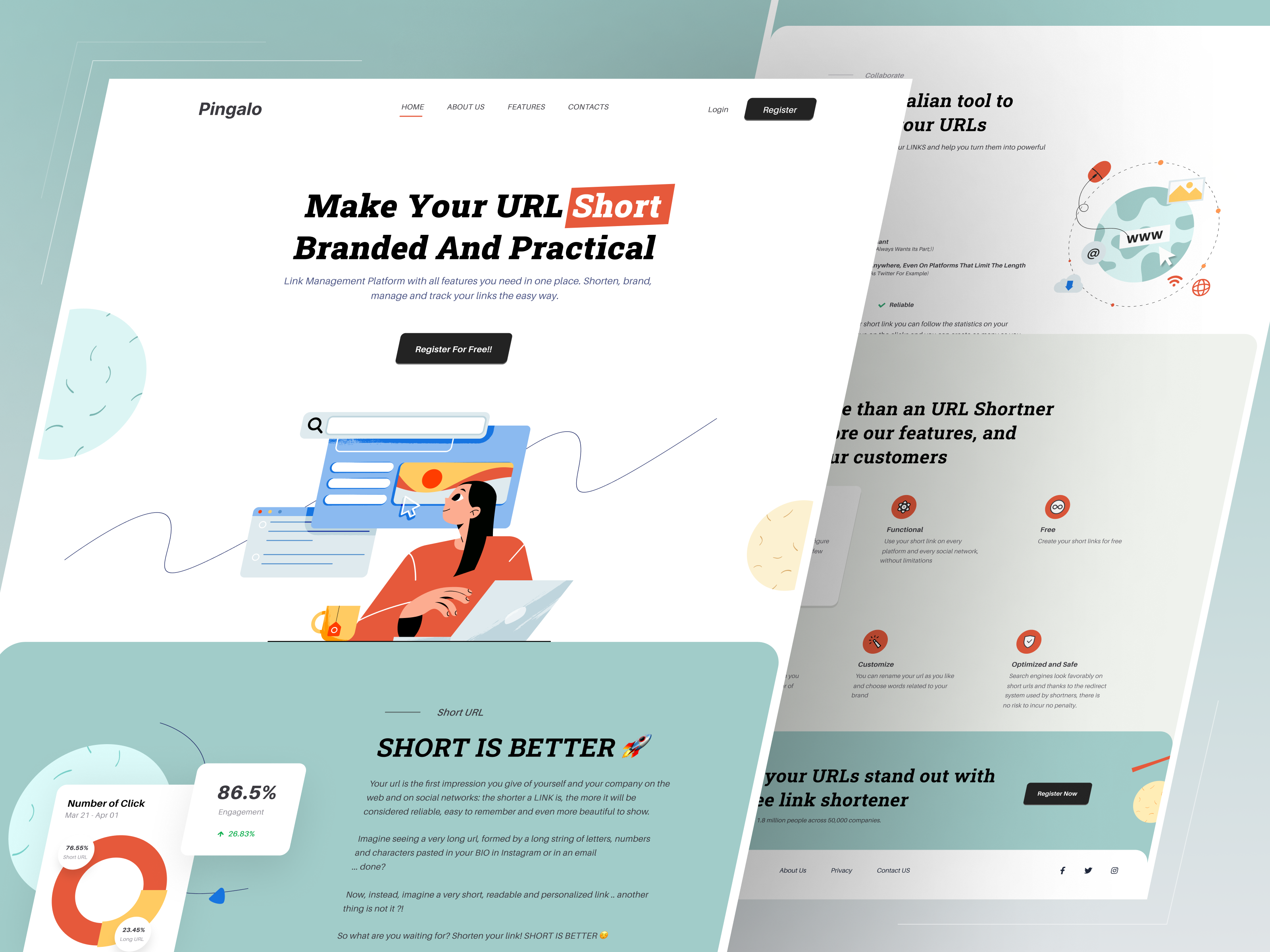 High-Converting AI URL Shortener Landing Page ai landing page landingpage landingpagedesign minimaldesign productdesign saas saasdesign saasui startup uiux urlshortener uxdesign web design webdesign website webui
