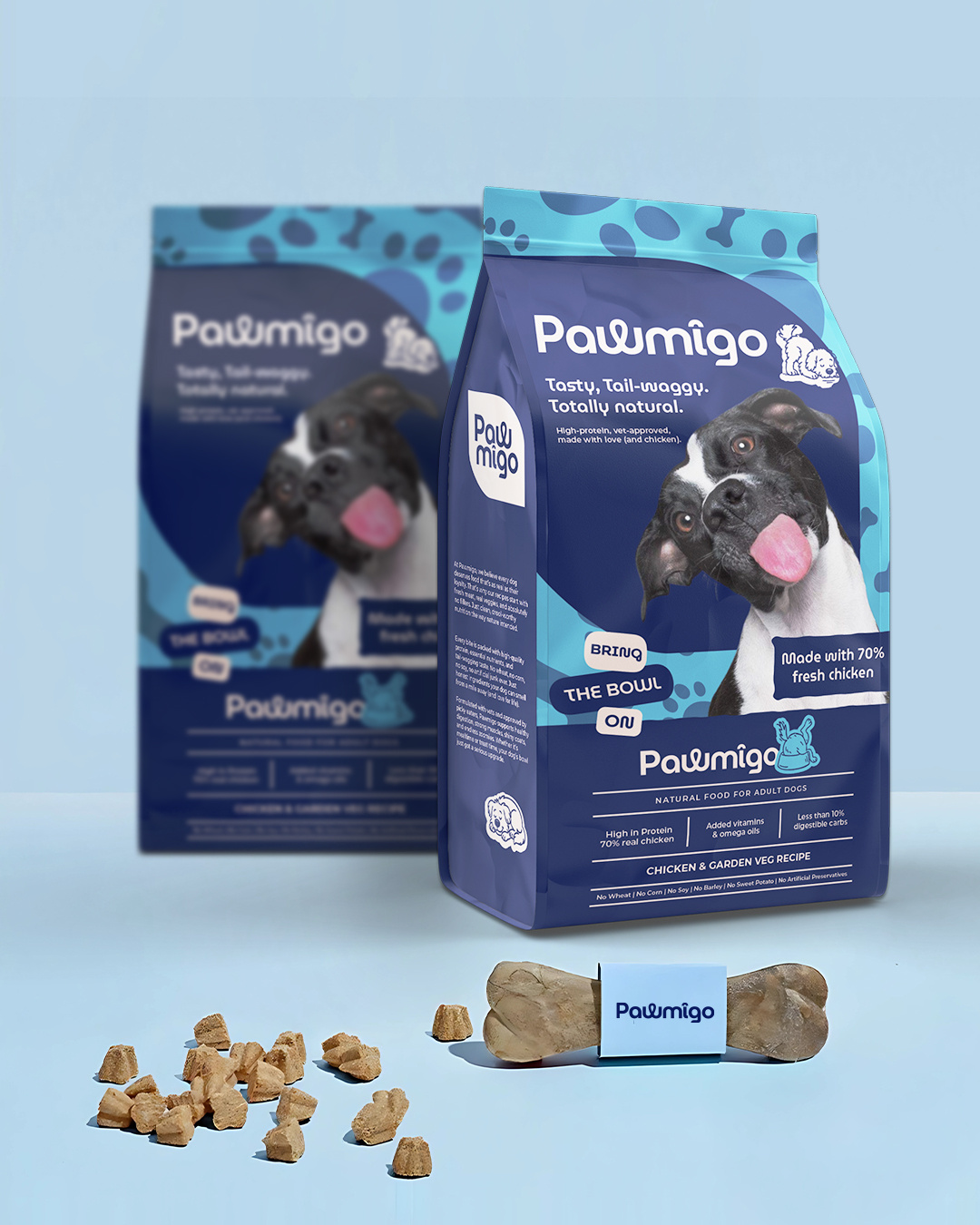 Pawmigo Packaging Design | Dogs Food Packaging branding logo