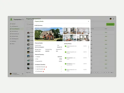 FractionAcre – Property Details Modal admindashboard app branding clean ui design fractionacre illustration investmentplatform productdesign propertydetails propertymanagement proptech realestateapp saasdesign uidesign uxdesign webappdesign webdesign