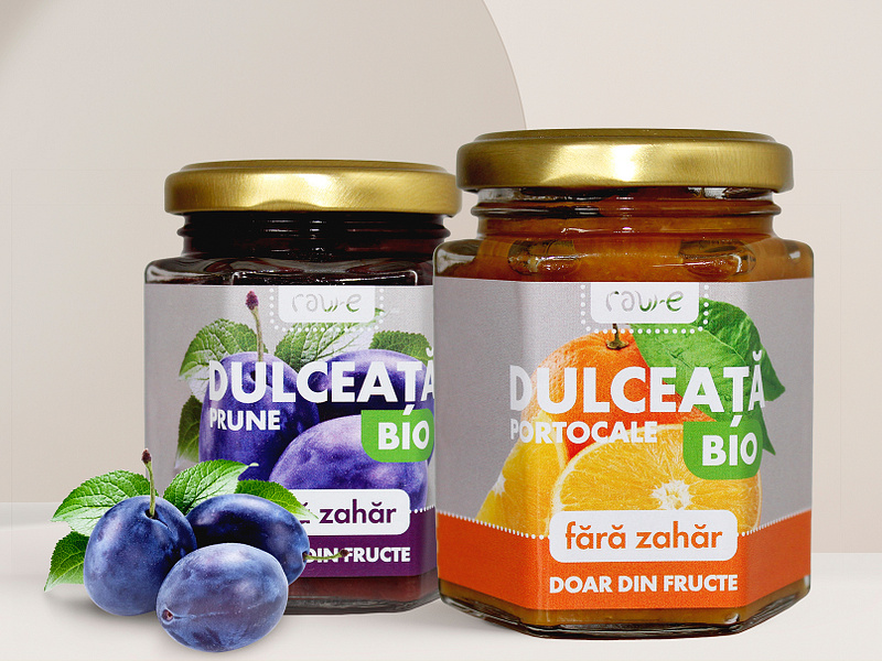 Raw-E Dulceata Bio- Packaging Design brand brand identity jam label packagingdesign