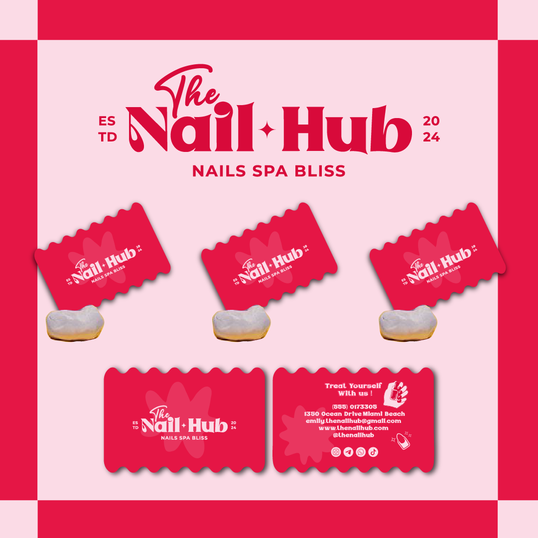 The Nail Hub | Nail Polish Branding & Packaging | Cards branding logo