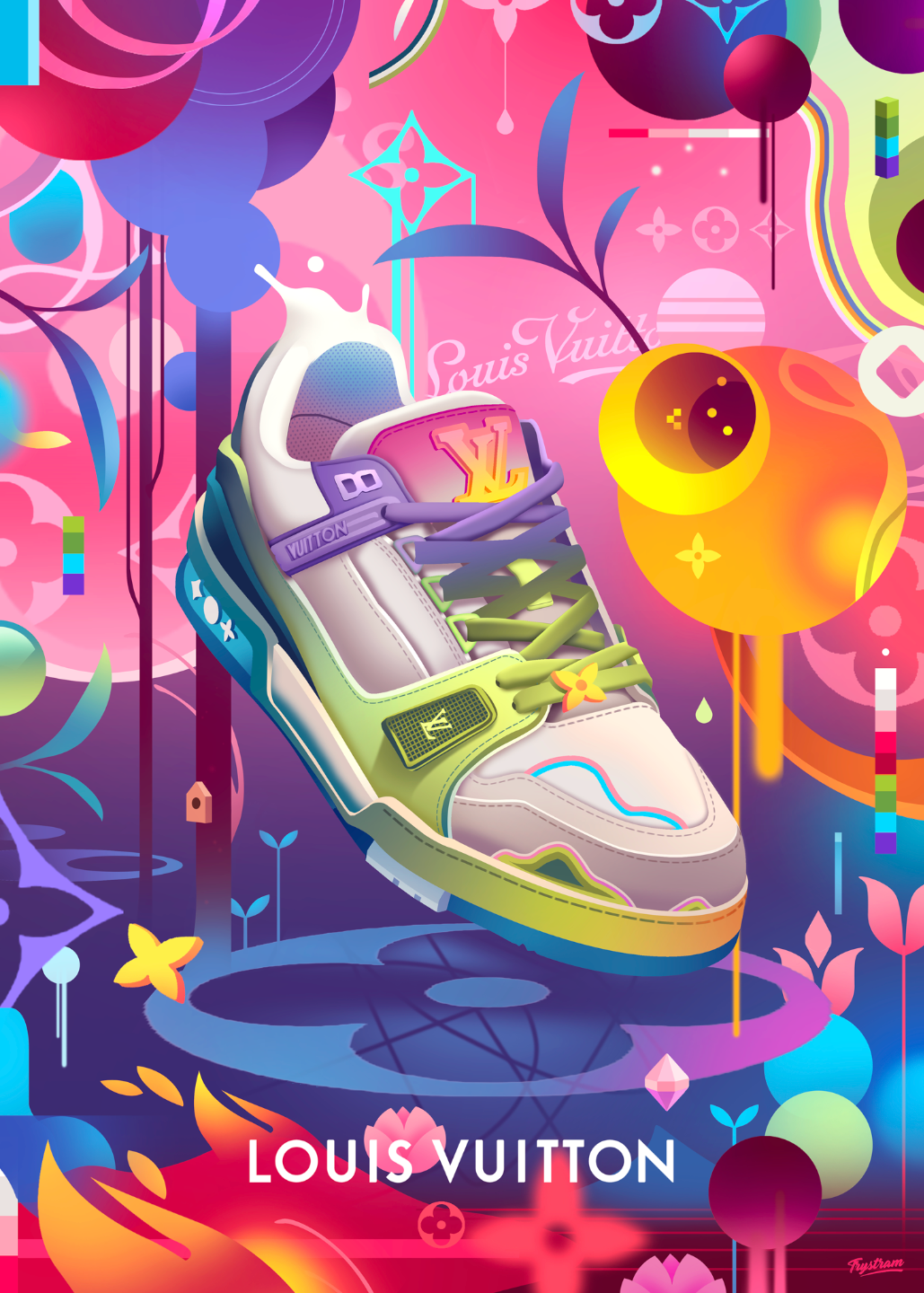 Louis Vuitton sneakers brand editorial editorialillustration illustration light louisvuitton luxuryillustration lvsneakers productillustration sneakers vuitton