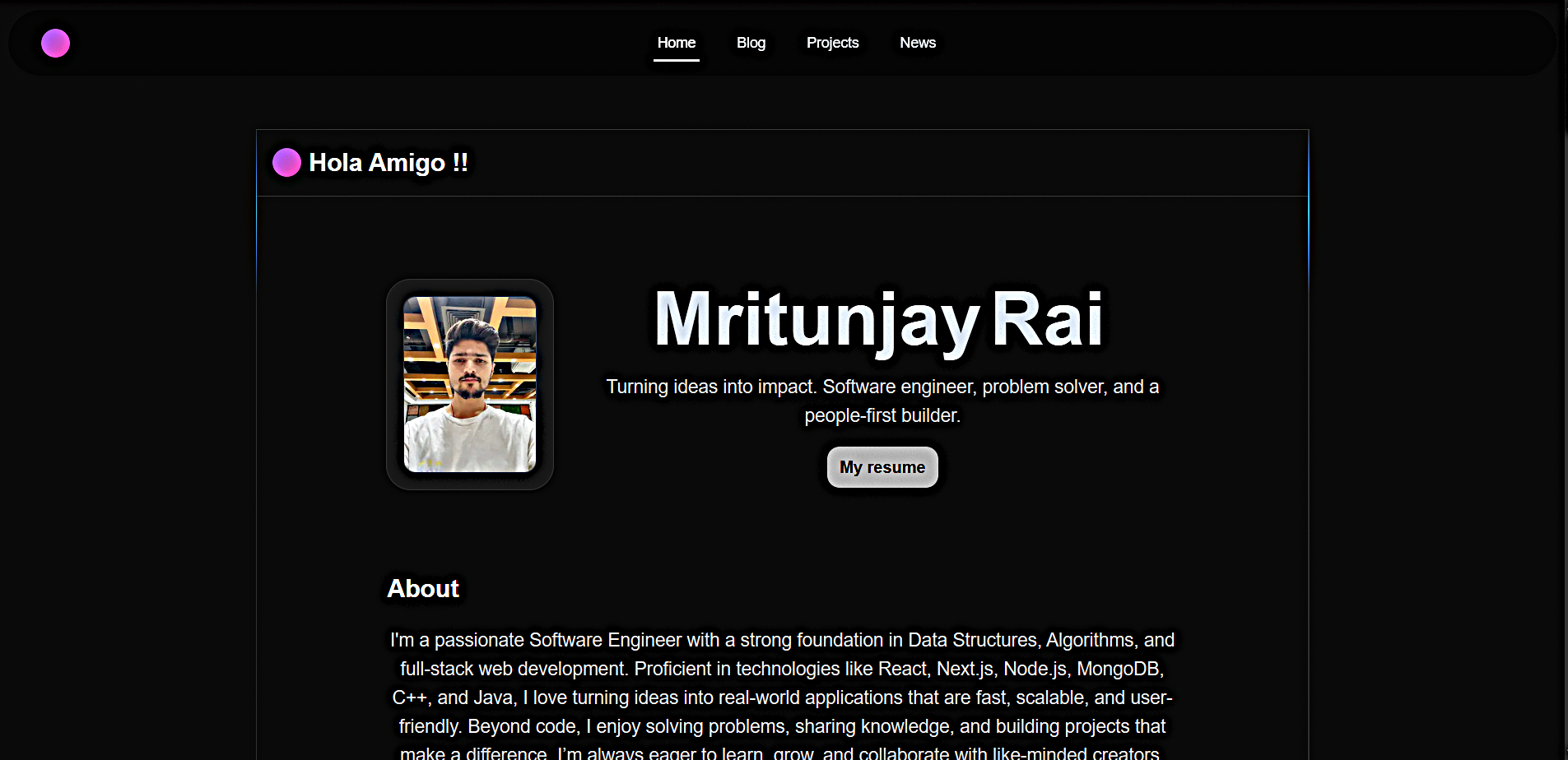 Portfolio Website 3d animation developer frontend graphic design motion graphics portfolio react.js ui