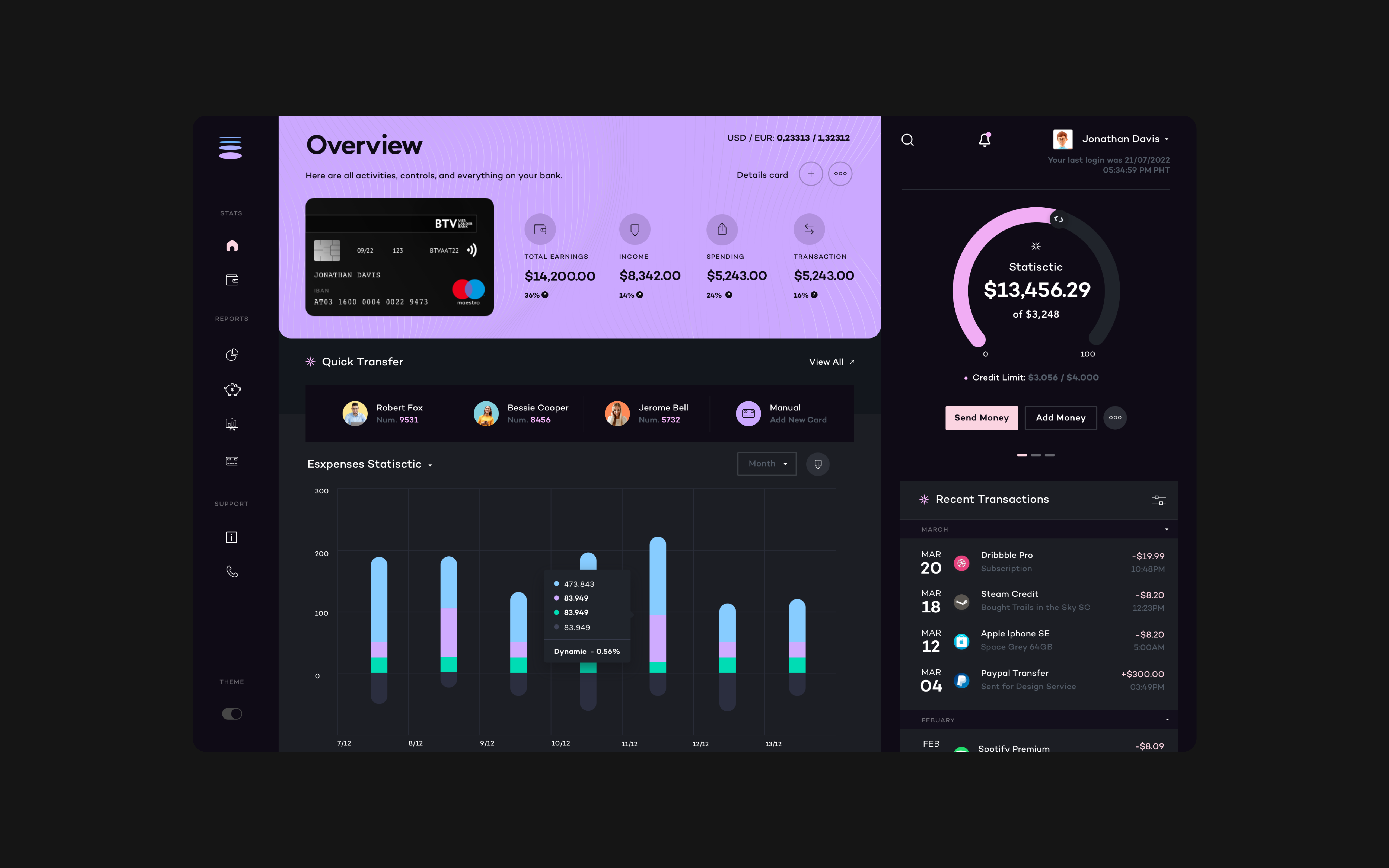 Bank App Saas Dashboard app bank clean concept creative dark design detail illustration layout saas typography ui ux