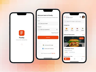 Foodly — Food Delivery Mobile App UI/UX app design figma foodapp fooddeliveryapp mobileapp mobiledesign productdesign ui ui design uiux user interface
