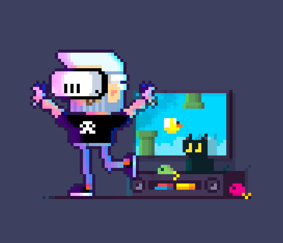 Pixel player adobeafx animation cat cute gif illustration love metaquest moho mohoaimation motion pixel pixelart pixsquare vector