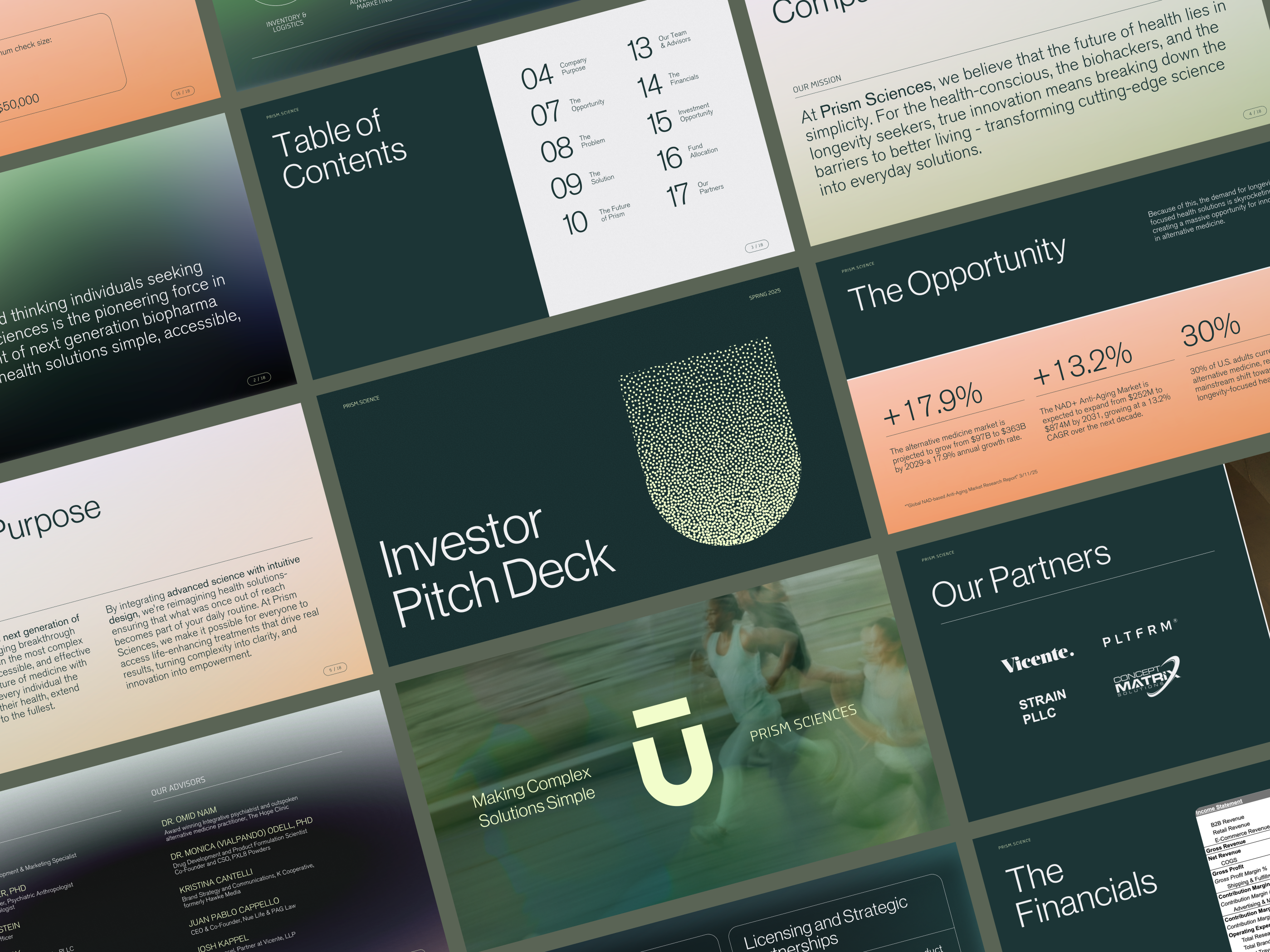 Investor Pitch Deck Design branding canva creative direction deck deck design design inspo figma google slides graphic design green health and wellness moss green pitch deck pitch deck design presentation presentation design visual design visual direction