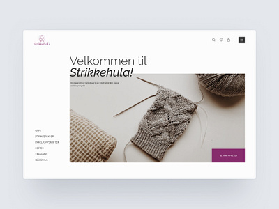 Home page for Strikkehula figma header hero hero section main menu norvey purple redesign site ui webdesign yarn