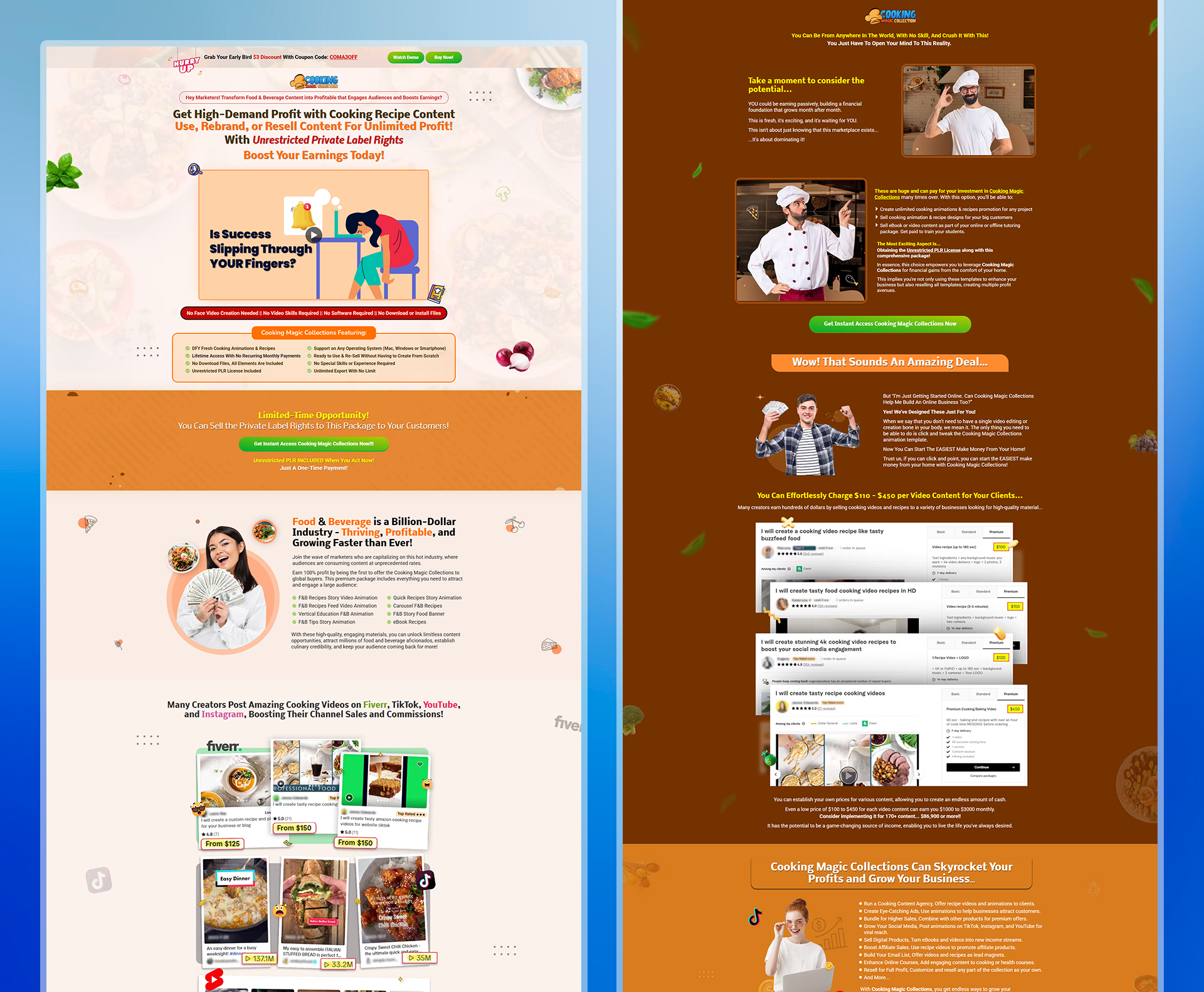 🍳Cooking Magic Collection — Cooking Recipe Landing Page Design branding cooking food graphic design landing page sales page ui ui design ux web design
