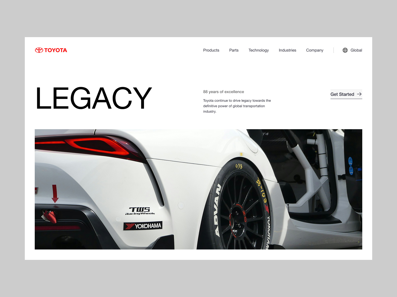 Toyota Legacy — When Typography Meets Horsepower auto automobile car car brand car website electric vehicle website toyota
