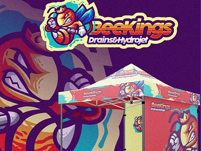 BEE KINGS 3d animation bee brand branding design drain emblem forsale graphic design hydro hydrojet illustration logo motion graphics plumber plumbing sport ui vector