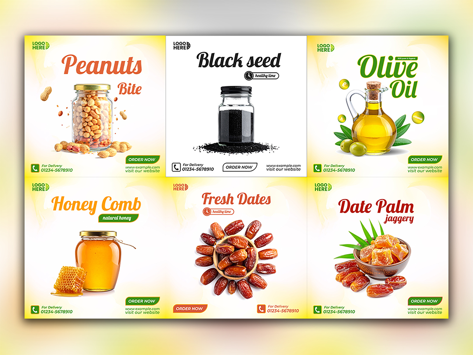 Natural Product Ad black seed clean design date palm delivery info food poster graphic ad graphic design health brand honey comb illustrator minimal ad natural ad natural food ad olive oil order button peanut ad photoshop product poster product visual visual ad