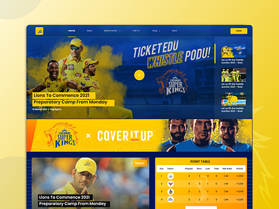 Chennai Super Kings Redesign (Fan made) branding cricket csk graphic design ipl sports sprots site ui ux website