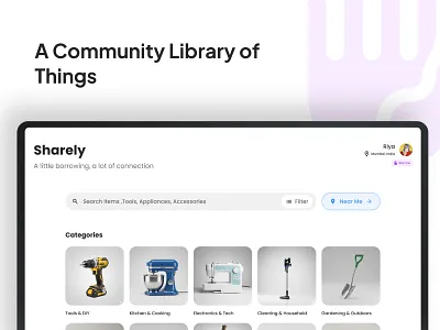 Sharely - Community Library of Things communitylibrary figma ui website