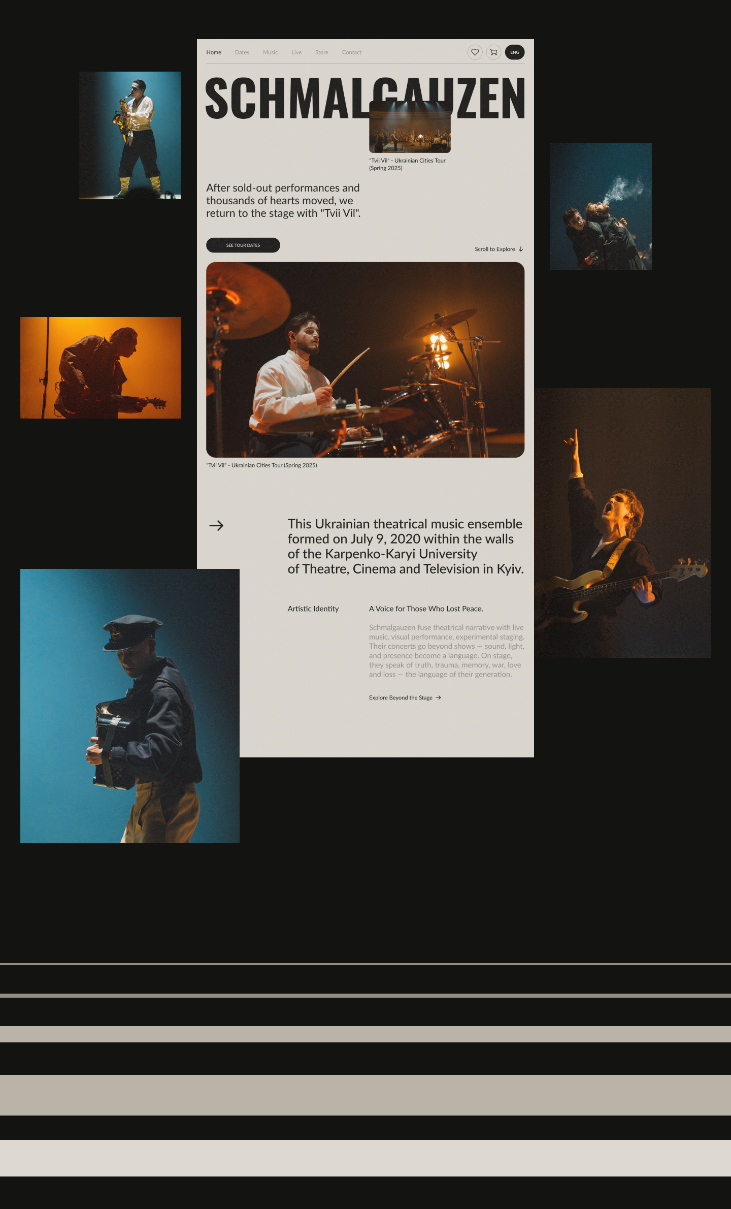 Schmalgauzen: Adaptive Homepage Design — Creative Web & UX/UI adaptive design animation creative web figma graphic design homepage landing page music music artist music band music website design responsive design ui ui ux design user experience user interface ux ux ui web design website