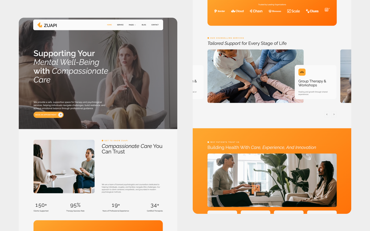 Zuapi - Wellness Webflow Website Template animation design gsap modern template ui web design webflow website wellness