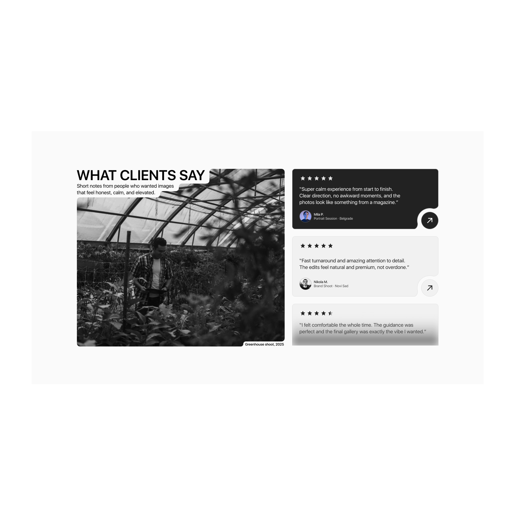 Editorial Testemonials Section black black and wihite editorial section testemonial section testemonials ui web design