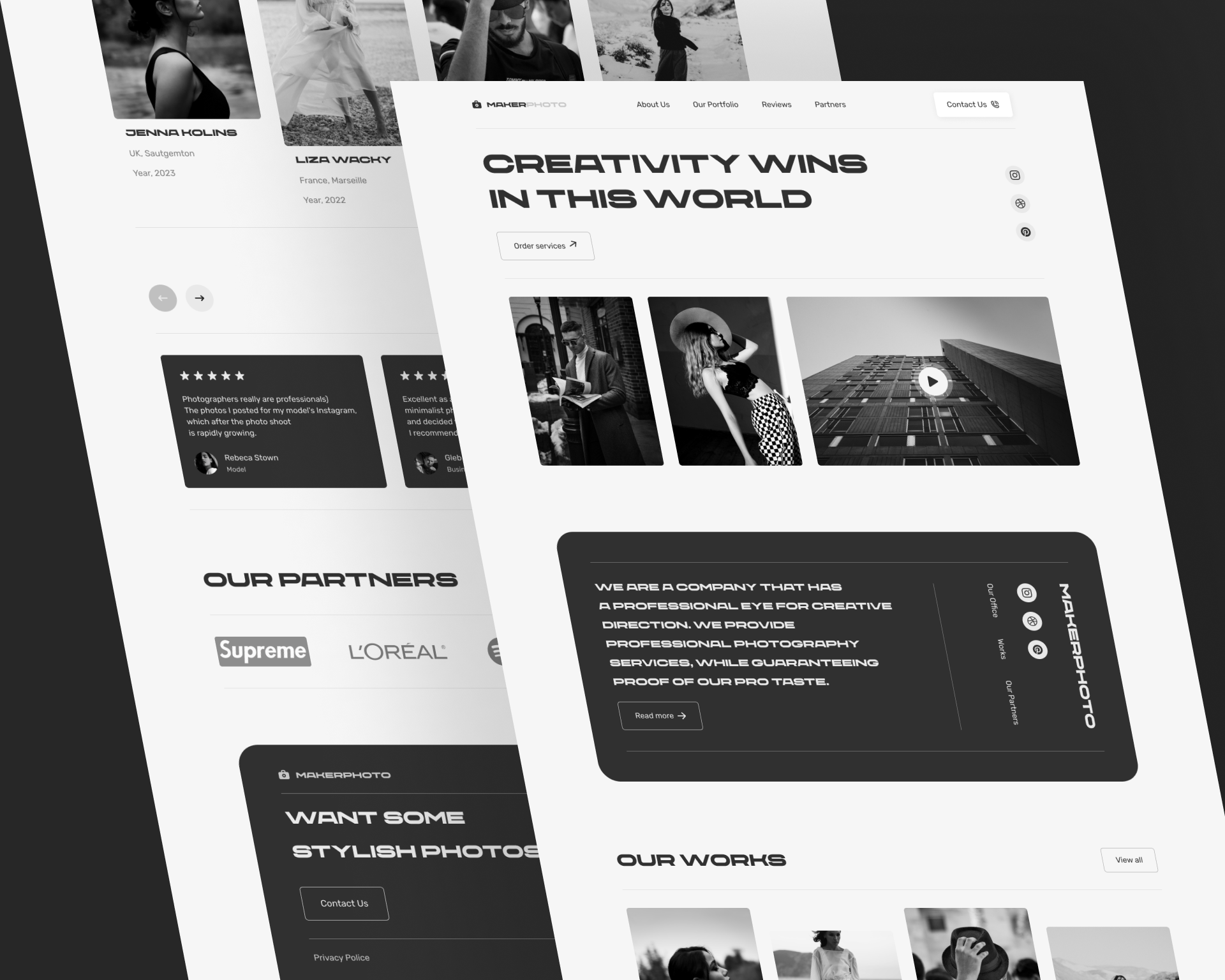Photography studio "MakerPhoto" design figma landing page minimalism people photo photographer photography photography portfolio photography studio photography website ui ux web website