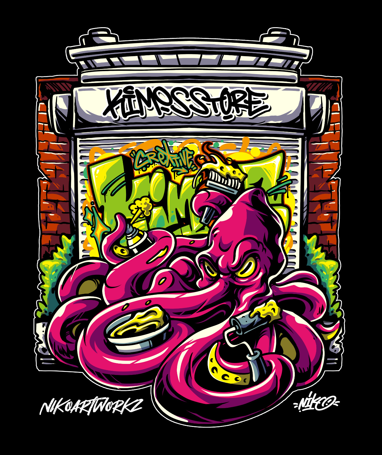 Octopus Graffiti Artist apparel art artwork branding design digital art graffiti graphic design illustration lettering logo