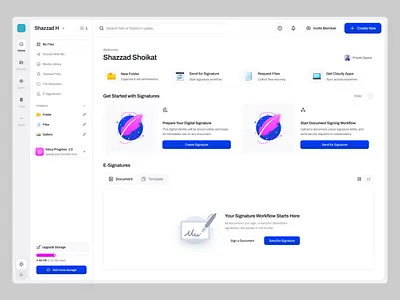 Streamlined Digital Signature Dashboard cleandesign dashboarddesign designinspiration digitalsignature e signature filemanagement ideapeel modernui productivitytools saasdesign uidesign userinterface uxdesign webappdesign webdesign workflowmanagement