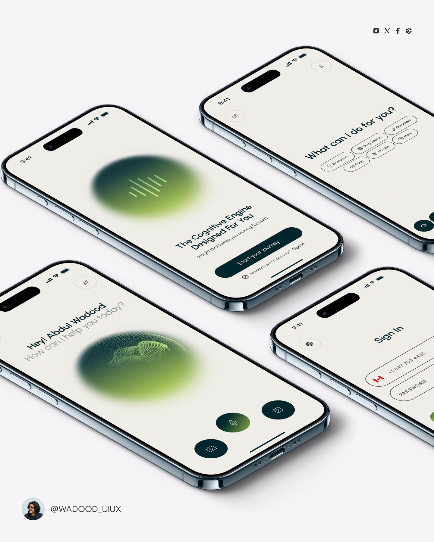 Concept: AI Visual Identity & Interface Design app concepts apple branding contrast dark mode design system graphic design landing pages mobile app mockups uiux webapp