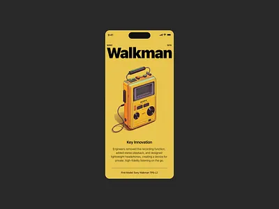 Sony Walkman Mobile Layout app card clean dailyui details figma graphic design homepage illustration interface iphone layout minimal mobile mobile design ui ux walkman web design