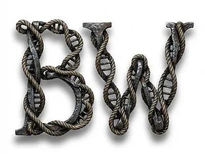 BW Monogram — The DNA of Blackwall Art 3d art blackwall.design blender branding concept corel draw design dna graphic design illustration logo metal monogram ropes
