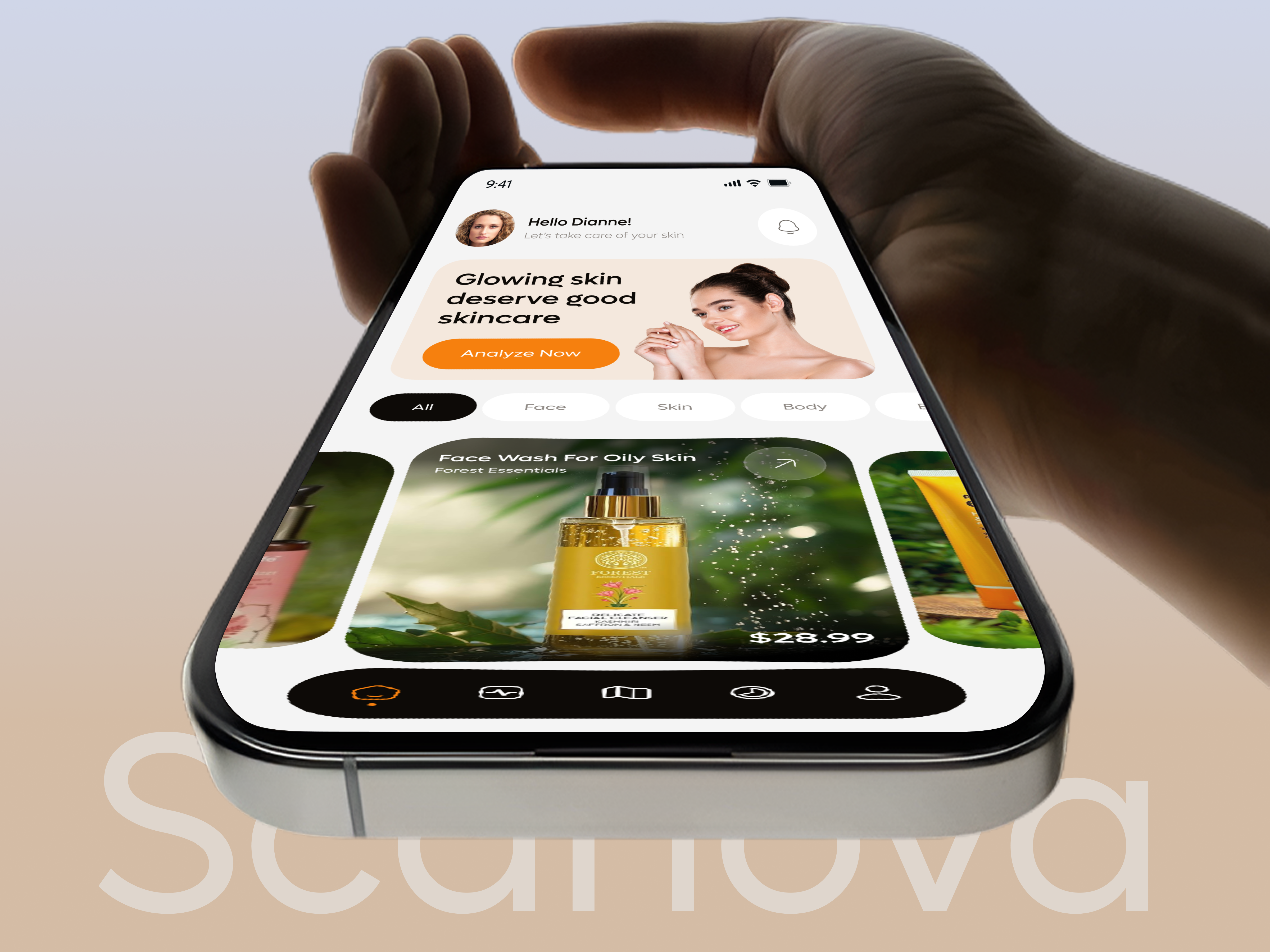 SkinCare — AI Smart Skin Diagnosis & Daily Care ai ai skincare ai ux app beauty beauty tech branding clean ui cosmetics dashbord design health app health tech mobile mobile app skin analysis skincare skincare app smart ui