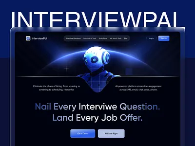 AI Interview Assistant — InterviewPal Web UI ai artificial intelligence career dark ui futuristic hiring platform interview assistant interview prep job interview landing page modern design product design saas startup tech ui design ux design web app web ui
