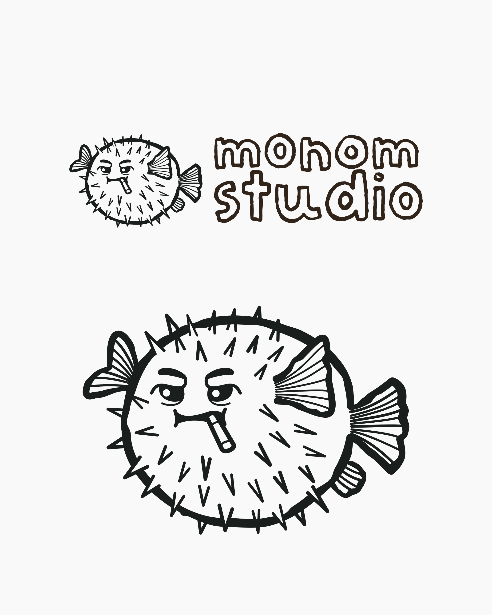Logo Design for Monom Studio brand identity branding commission design fish freelance work graphic design graphic designer logo logo design logo design branding logo designer pufferfish vector