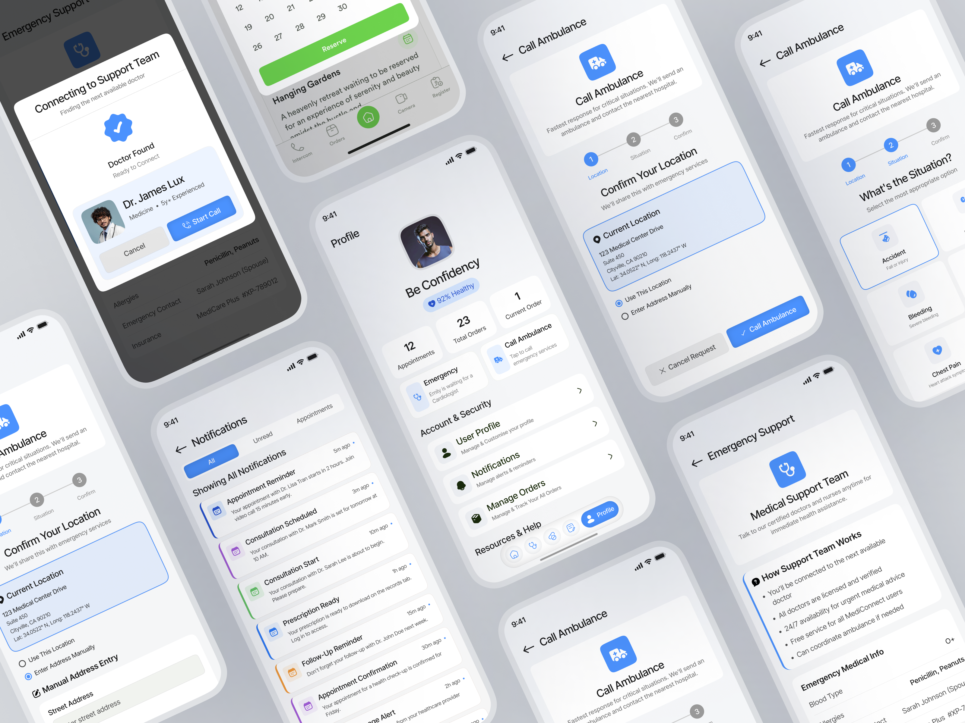 Healthcare Mobile App UIUX Design | Emergency Services interface product service startup ui ux web