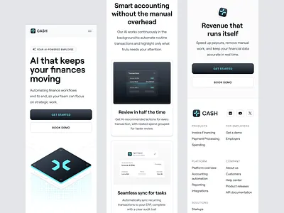 CASH — Mobile Responsive AI Fintech Platform ai ai finance android b2b clean fintech investment ios mobile mobile responsive modern platform responsive saas startup tech design ui uiux ux flow wealth management