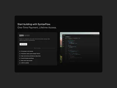 Syntaxflow - Pricing section advertising branding coding component dark design graphic design landing page marketing pricing pricing section programming saas section typography ui web design website