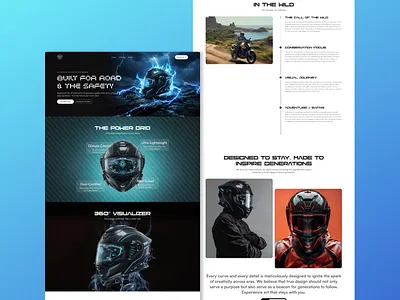High-Performance Luxury Helmet Website for Pro-Bikers automotiveui bikerlife carbonfiber cleandesign design futuristic helmetdesign landingpage luxurybrand minimalist modernui power premium smartgear sportstech techaesthetics userinterface visual visualizer webdesign