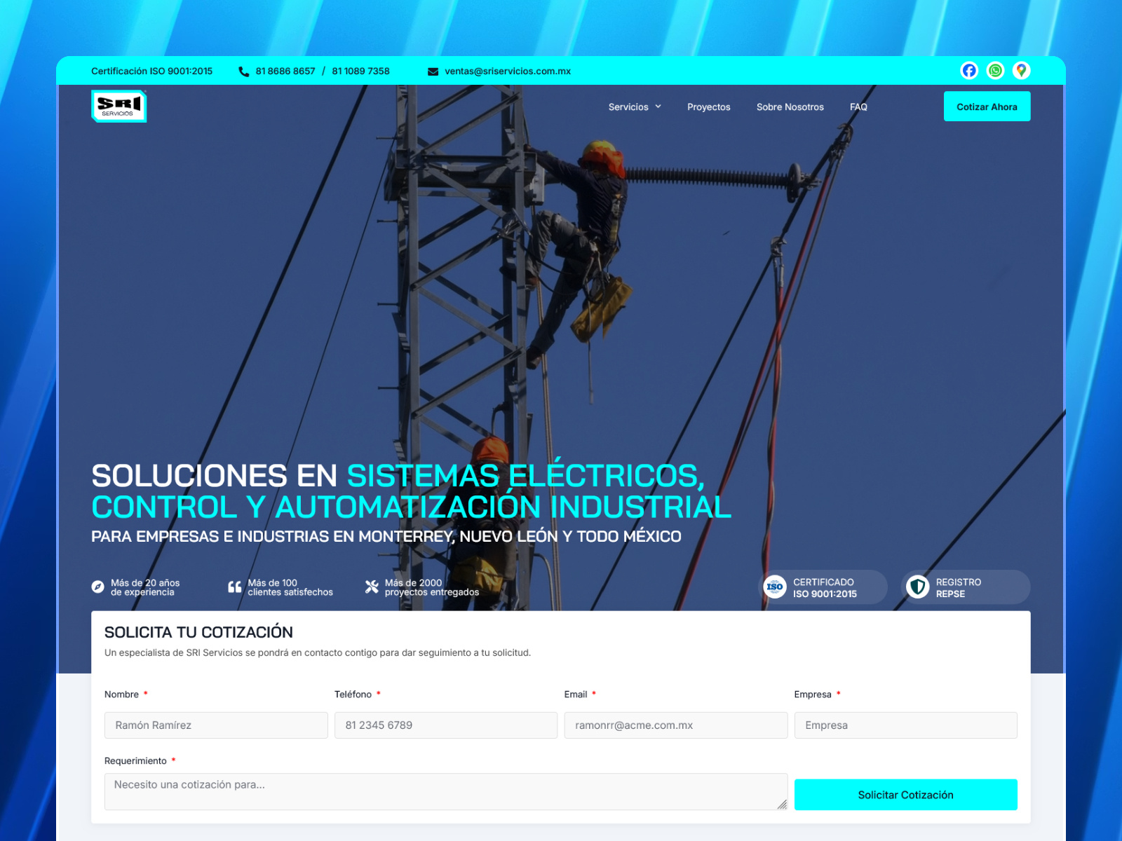 Website ✦ SRI Servicios enterprise local web design website