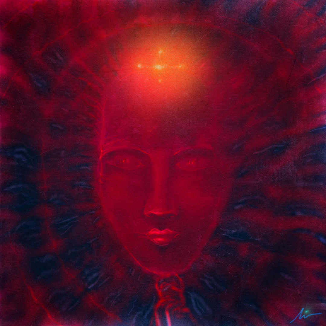 "Face of the Sun" art branding color pencil cover design draw dream illustration music painting portrait red surrealism water ink