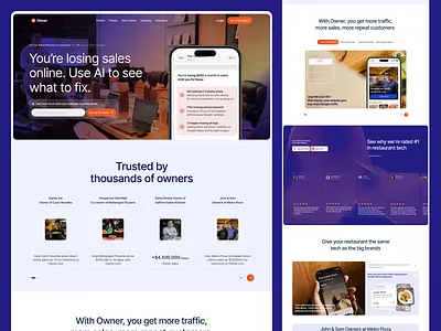 Owner - Landing Page Redesign Concept cloud platform conversion rate design digital product homepage landing page marketing page marketing site playful product page saas software as a service startup tech product ui user experience web web app web design website