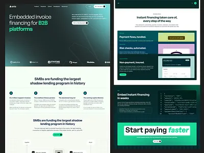 Aria - Landing Page Redesign for B2B Financing b2b saas conversion focused digital product homepage landing page marketing page product marketing product website saas saas platform saas product software as a service startup website tech startup user experience user interface ux ui design web design web ui website design