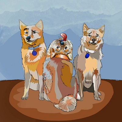 canine siblings graphic design illustration