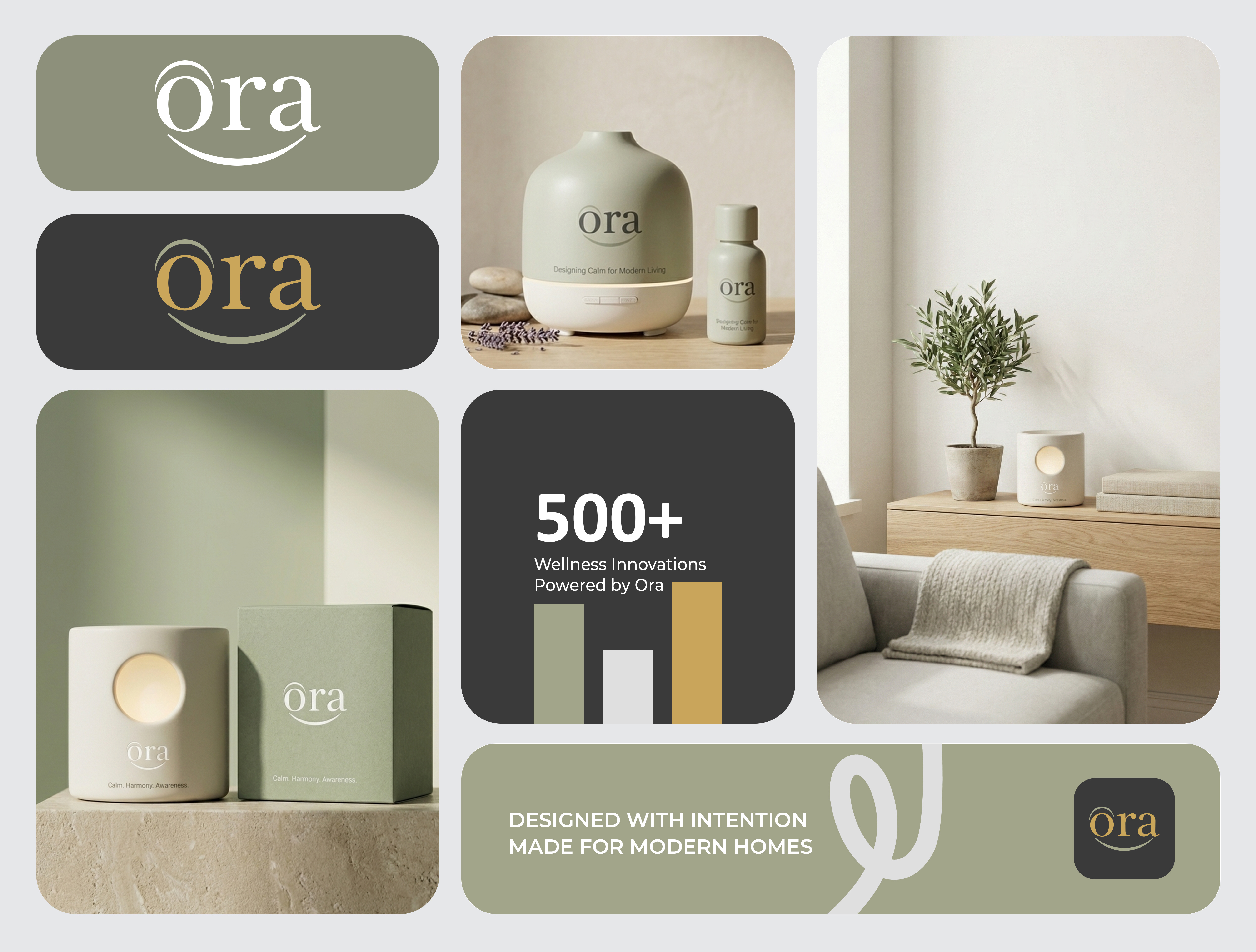 Ora Minimalist Home Wellness Brand Identity brand identity brandidentity branding creativedirection design design system graphic design homewellness illustration lifestylebrand logo logodesign minimal minimaldesign modern modernbranding packagingdesign productdesign visual identity wellnessbranding